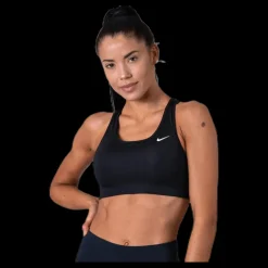 Online Nike Swoosh Women's Medium-Support Non-Padded Sports Bra BLACK/WHITE/WHITE Svart