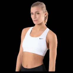 Hot Nike Swoosh Women's Medium-Support Non-Padded Sports Bra WHITE/BLACK Vit
