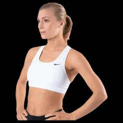 Hot Nike Swoosh Women's Medium-Support Non-Padded Sports Bra WHITE/BLACK Vit