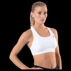 Hot Nike Swoosh Women's Medium-Support Non-Padded Sports Bra WHITE/BLACK Vit