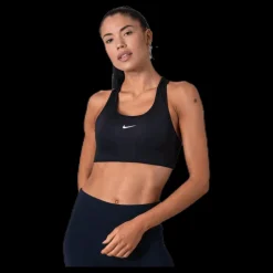 New Nike Swoosh Women's Medium-Support 1-Piece Pad Sports Bra BLACK/WHITE Svart
