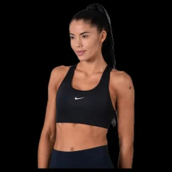 New Nike Swoosh Women's Medium-Support 1-Piece Pad Sports Bra BLACK/WHITE Svart