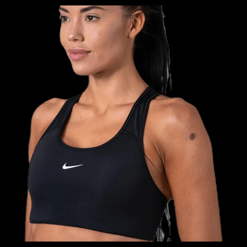 New Nike Swoosh Women's Medium-Support 1-Piece Pad Sports Bra BLACK/WHITE Svart
