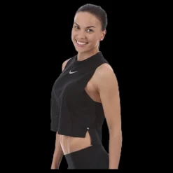Clearance Nike Tailwind Top Cool Crop Black Svart