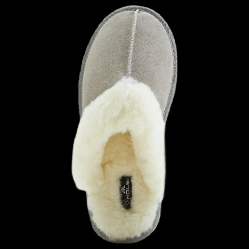 Mols Tamara W Warm Leather Slipper Chateau Gray Grå Discount