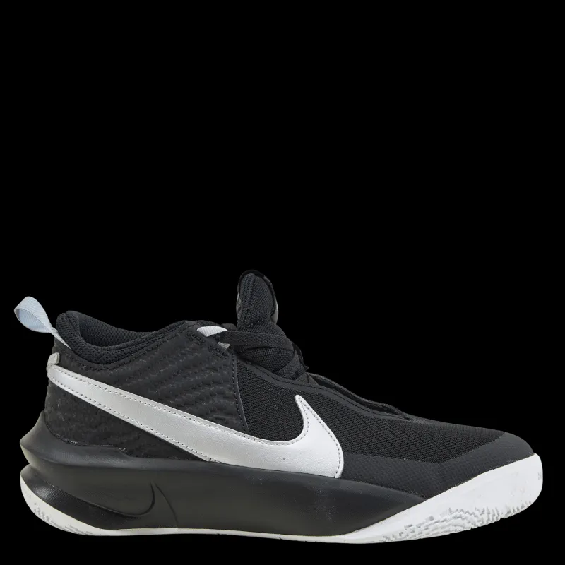 Discount Nike Team Hustle D 10 Big Kids' Basketball Shoes BLACK/METALLIC SILVER-VOLT-WHITE Svart