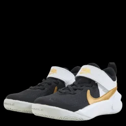 Nike Team Hustle D 10 Little Kids' Shoes BLACK/METALLIC GOLD-WHITE-PHOTON DUST Svart Hot