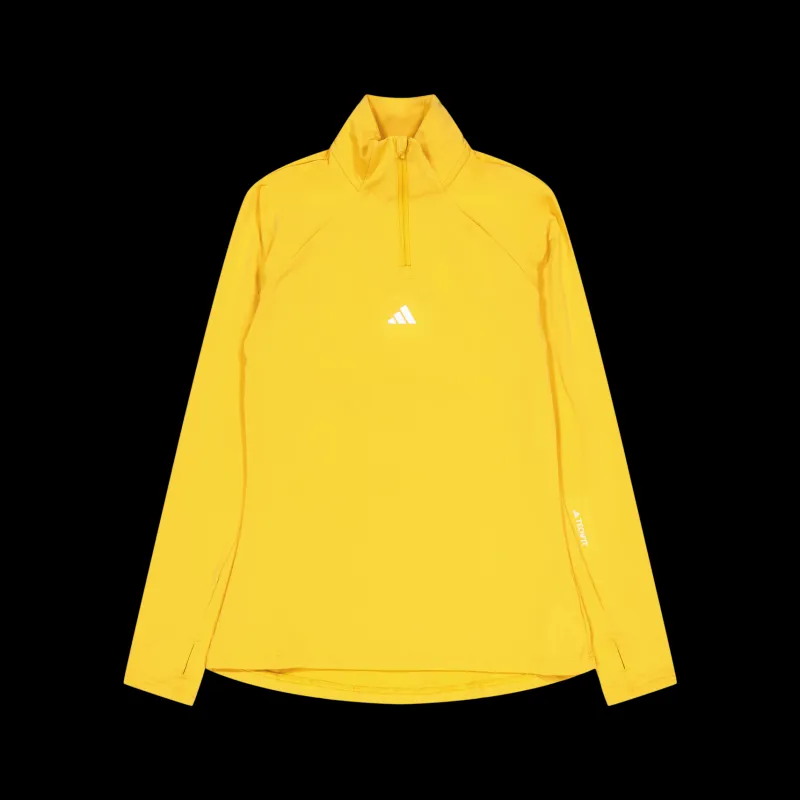 adidas Techfit COLD.RDY 1/4 Zip Long Sleeve Training Top Preyel Gul