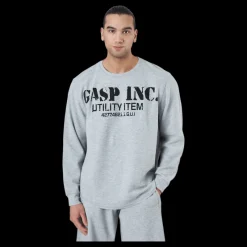 Sale GASP Thermal Gym Sweater Grey Melange Grå