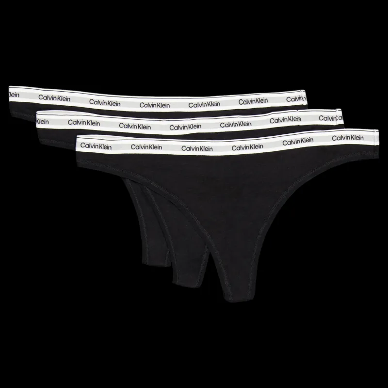 Sale Calvin Klein Thong 3pk Black Svart