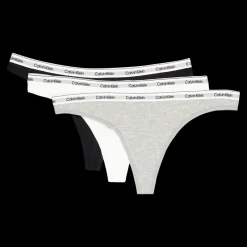 Calvin Klein Thong 3pk Black/white/grey Heather Svart, Grå och Vit