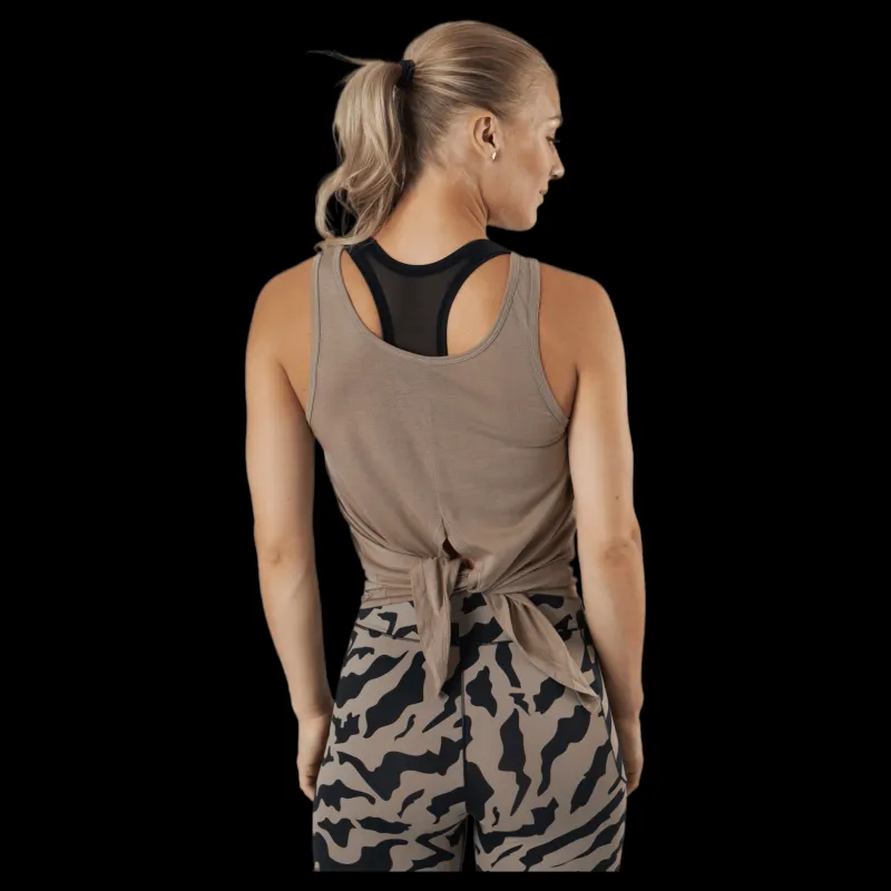 Clearance Casall Tie Back Tank Taupe Grey Grå