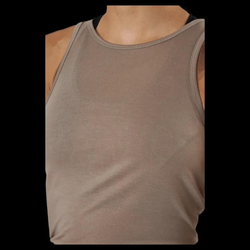 Clearance Casall Tie Back Tank Taupe Grey Grå