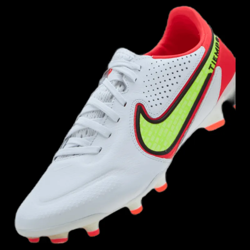 Nike Tiempo Legend 9 Pro Fg Firm-gr White/volt-bright Crimson Vit New