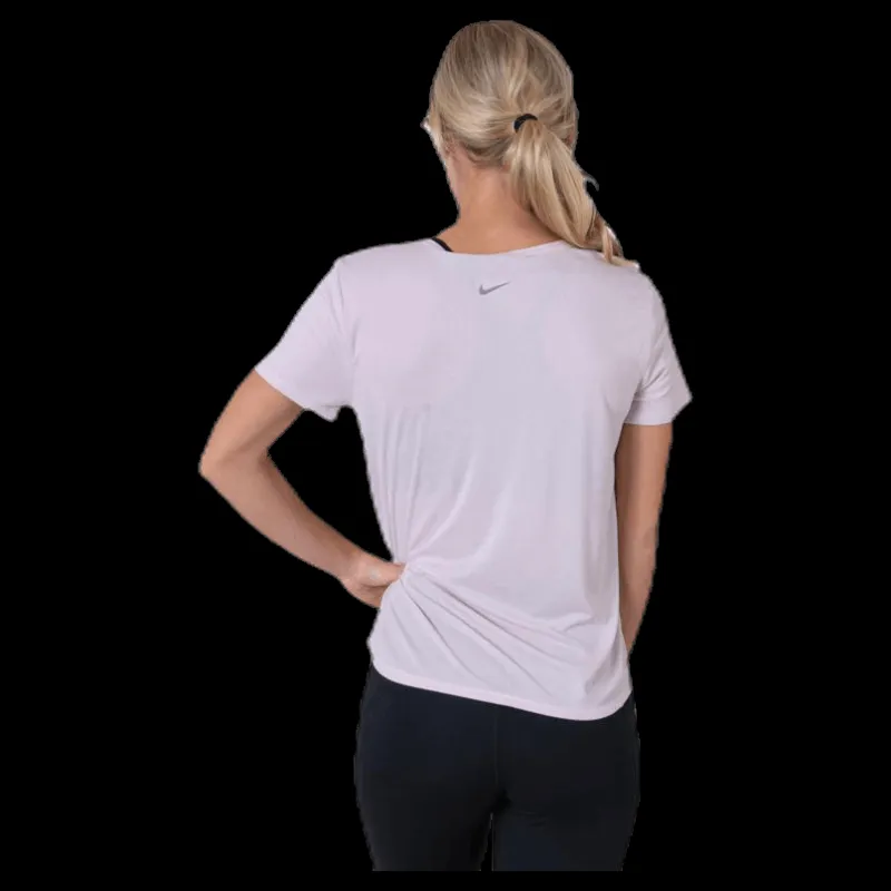 New Nike Top SS Swoosh Run Pink/White Lila