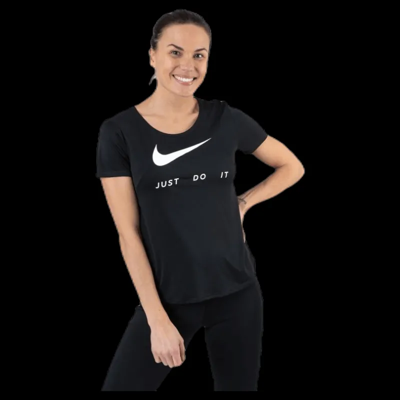 Nike Top SS Swoosh Run White/Black Svart
