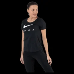 Nike Top SS Swoosh Run White/Black Svart