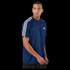 adidas Train Essentials 3-Stripes Training T-Shirt Dark Blue / White Blå