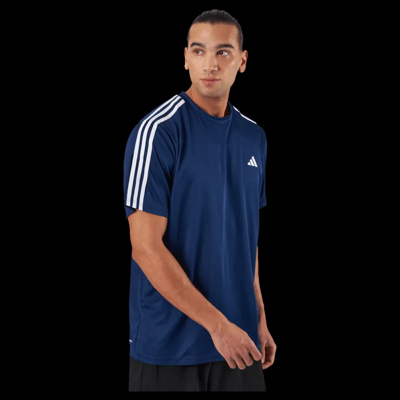 adidas Train Essentials 3-Stripes Training T-Shirt Dark Blue / White Blå