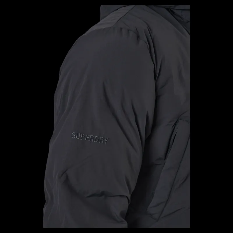 Discount Superdry Train Heavyweight Puffer Dark Charcoal Svart