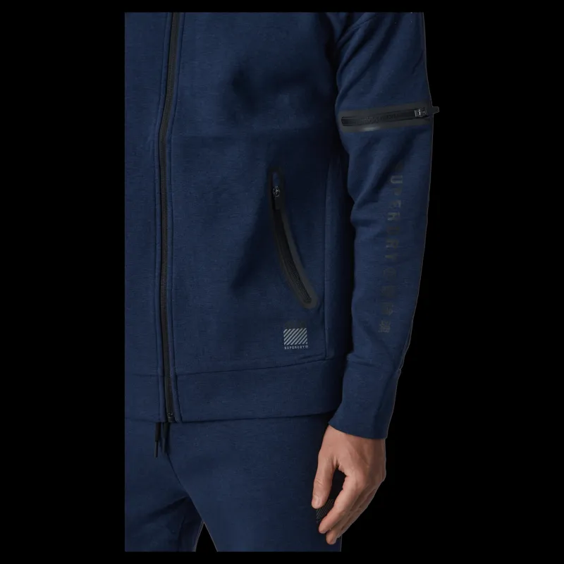 Superdry Training Gymtech Ziphood Navy Marl Blå