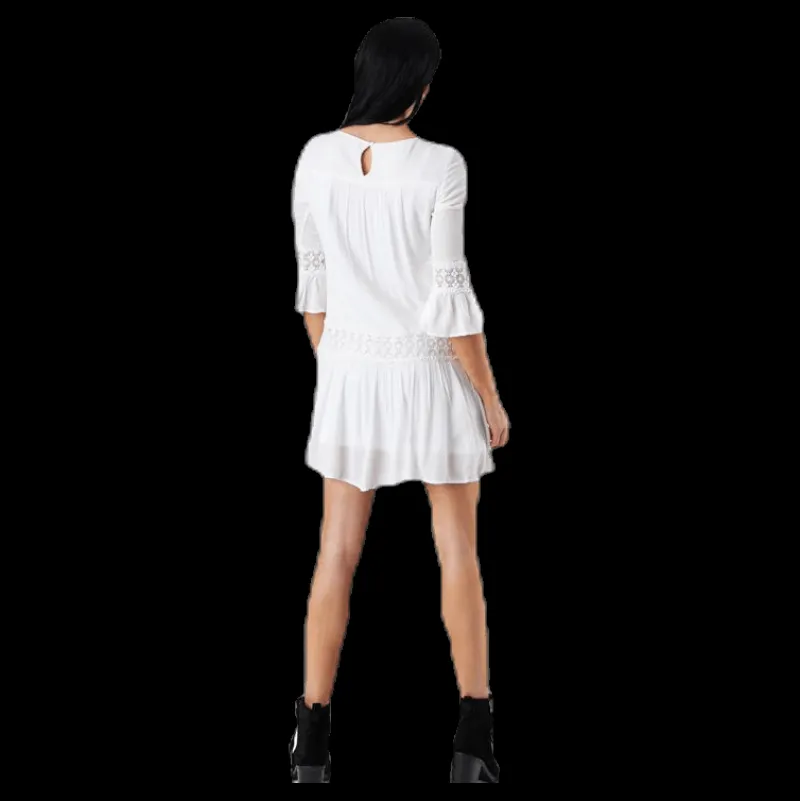 Only Tyra 3/4 Flare Short Dress Wvn White Vit Sale
