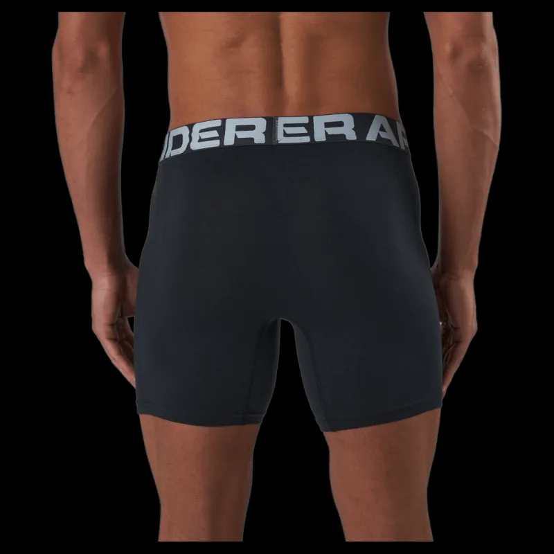 New Under Armour Ua Charged Cotton 6in 3 Pack Black Svart