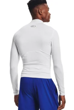 New Under Armour Ua Hg Armour Comp Mock Ls White Vit