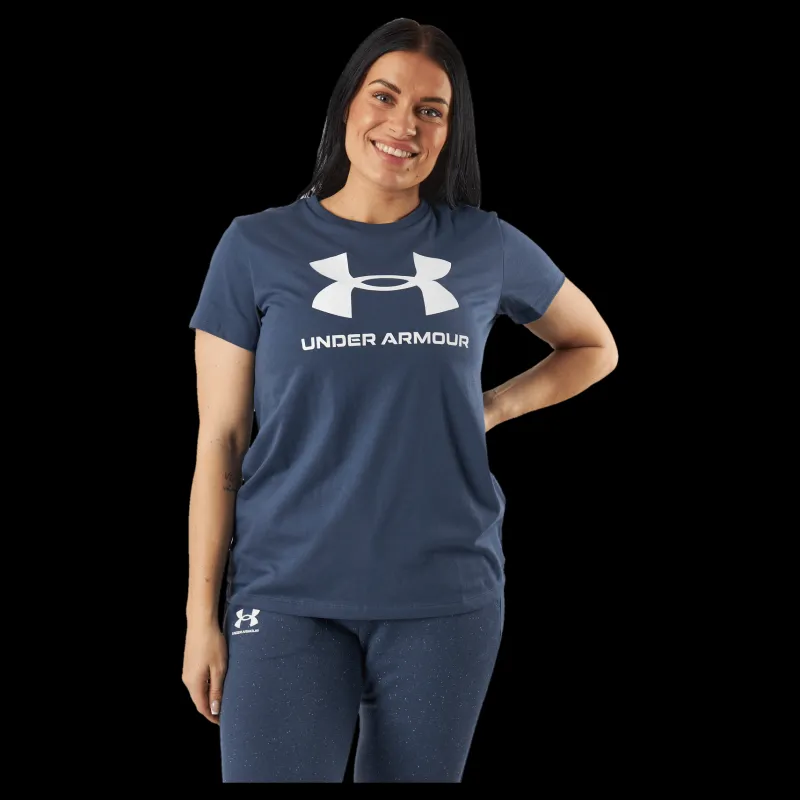 Under Armour Ua Sportstyle Logo Ss Downpour Gray Blå Outlet