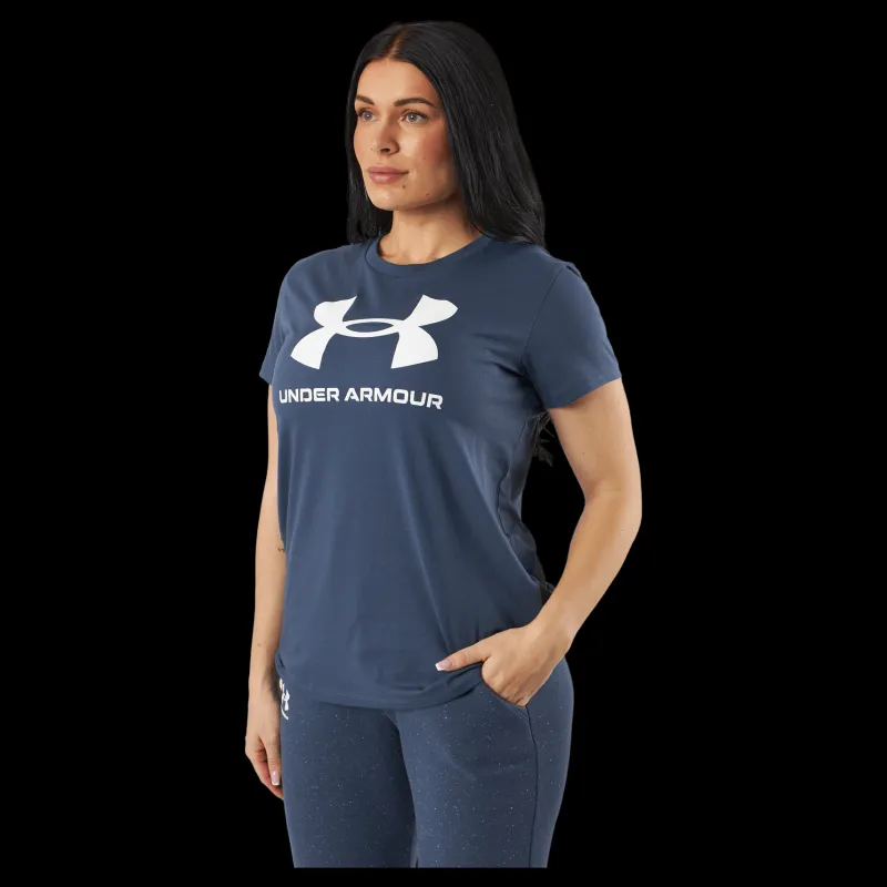 Under Armour Ua Sportstyle Logo Ss Downpour Gray Blå Outlet