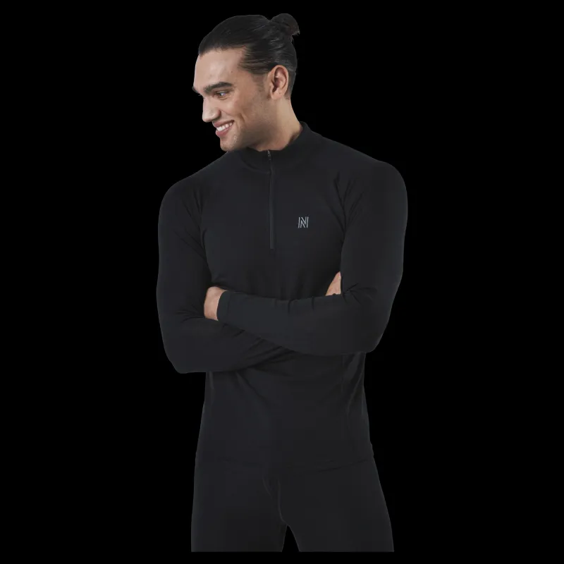 Discount Norfolk Ubbe Long Sleeve with Zip 100% Merino Wool Black Svart