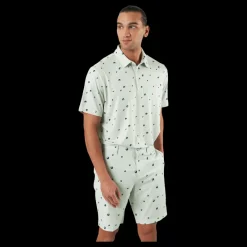Online adidas Ultimate365 Allover Print Golf Polo Shirt Linen Green / Shadow Green / Impact Yellow Vit