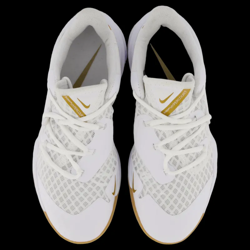 New Nike Unisex Hyperspeed Court Indoor White/mtlc Gold Vit
