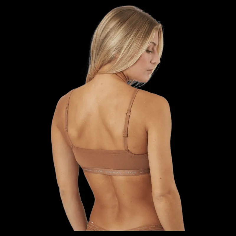 New Calvin Klein Unlined Bralette 2pk Sandalwood/sandalwood Brun