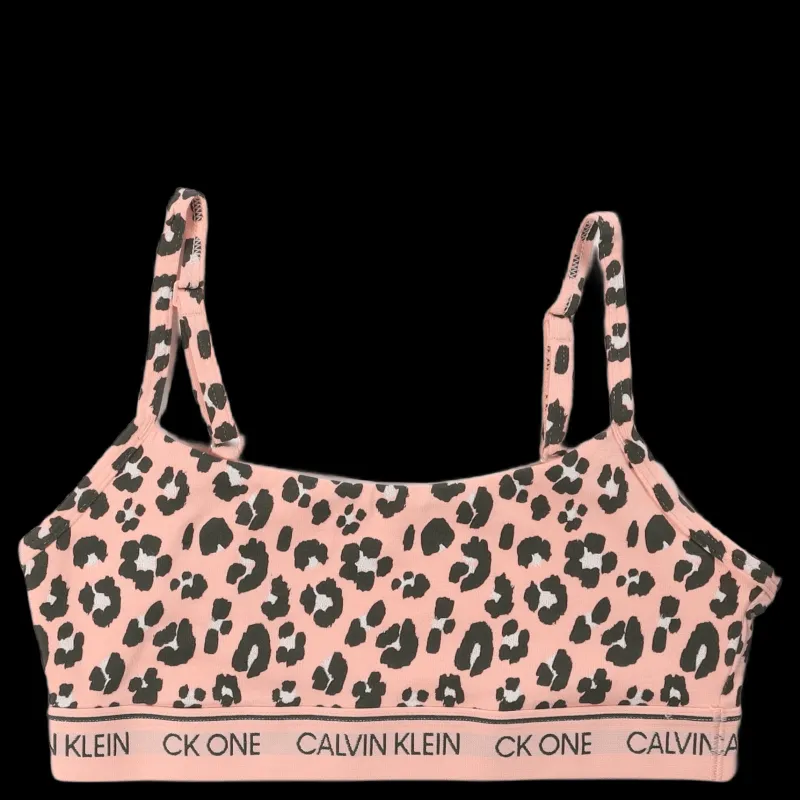 New Calvin Klein Unlined Bralette Stephen Leopard Print_peach Me Rosa