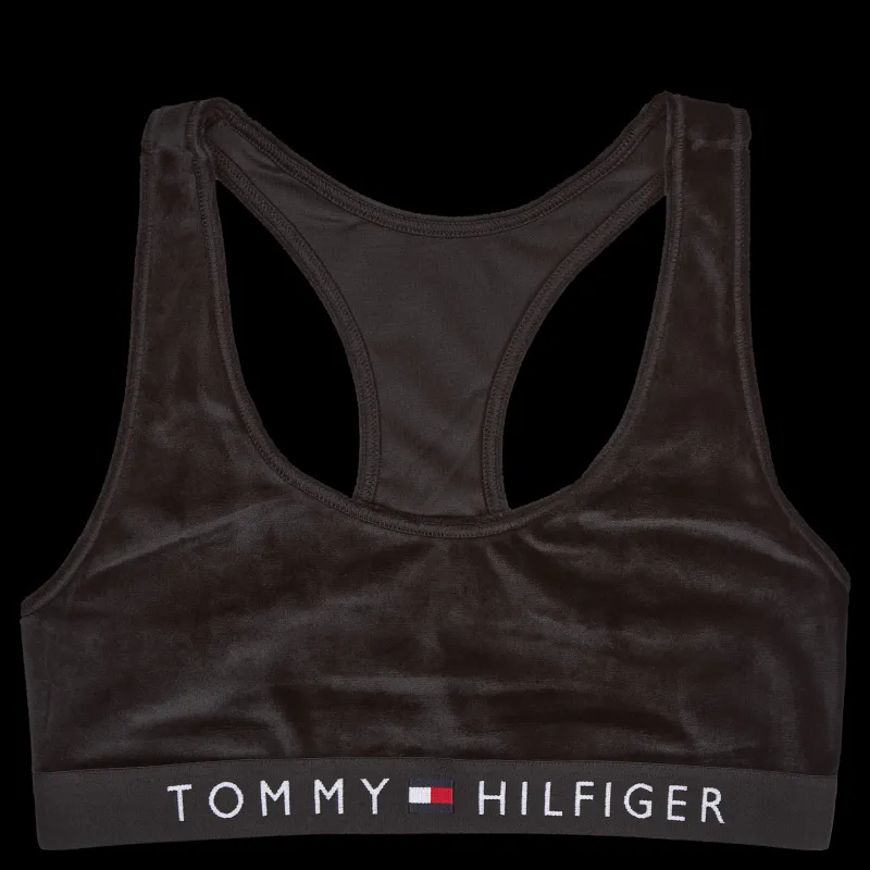 Online Tommy Hilfiger Unlined Bralette Velour Black Brun