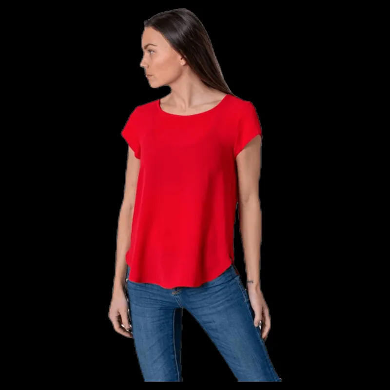 Only Vic S/S Solid Top Red Röd Outlet