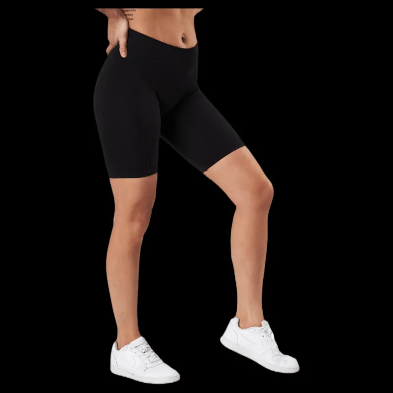 Only Vicky Rib Seamless Shorts Black Svart Hot