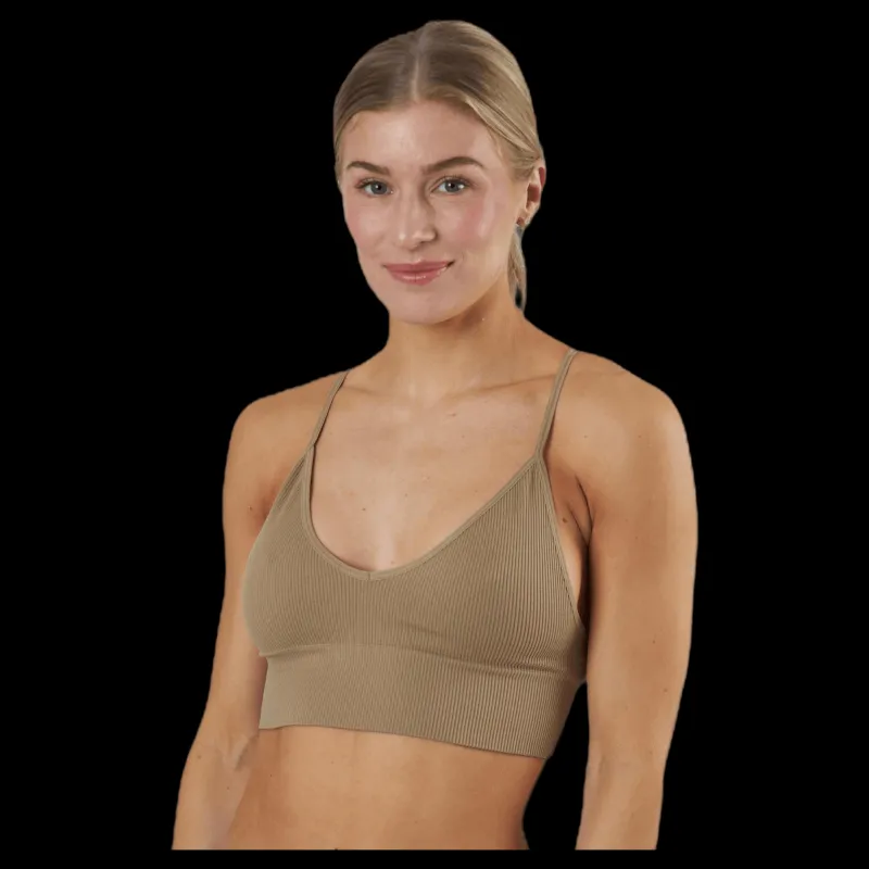 Discount Only Vicky Rib Seamless V-neck Top Beige