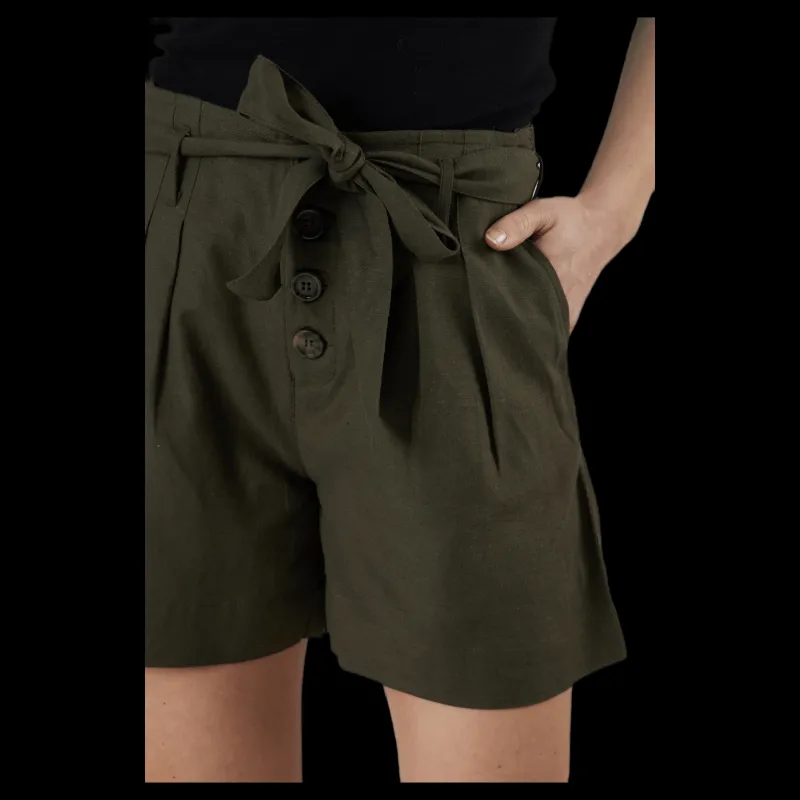 Only Viva Life Hw Belt Shorts Pnt Green Grön Hot
