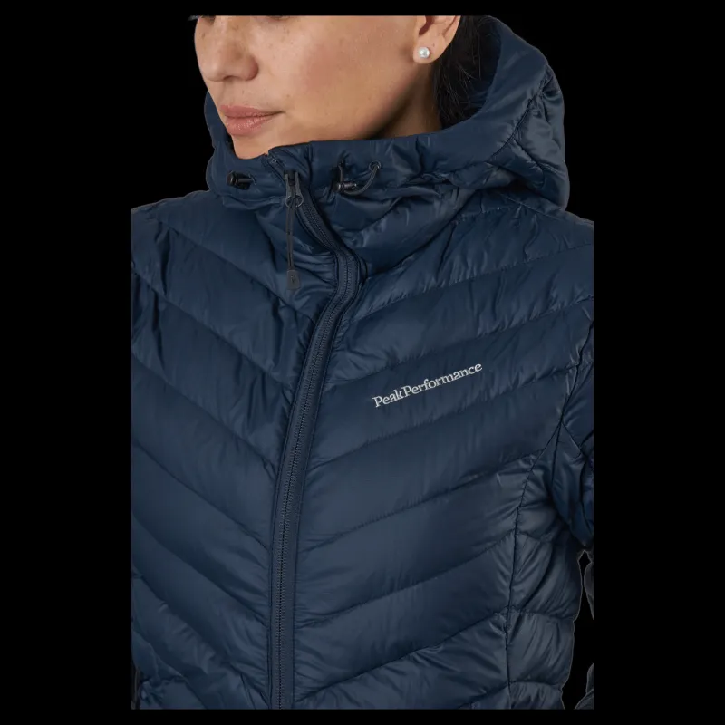 New Peak Performance W Frost Down Hood Jacket Blue Shadow Blå