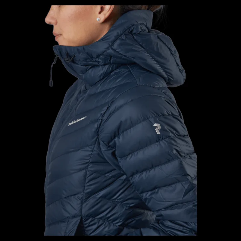 New Peak Performance W Frost Down Hood Jacket Blue Shadow Blå