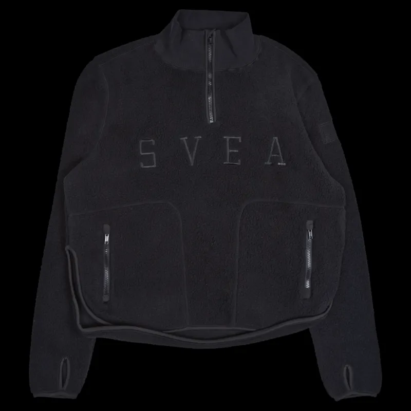 Svea W. Half Zip Pile Black Svart Clearance