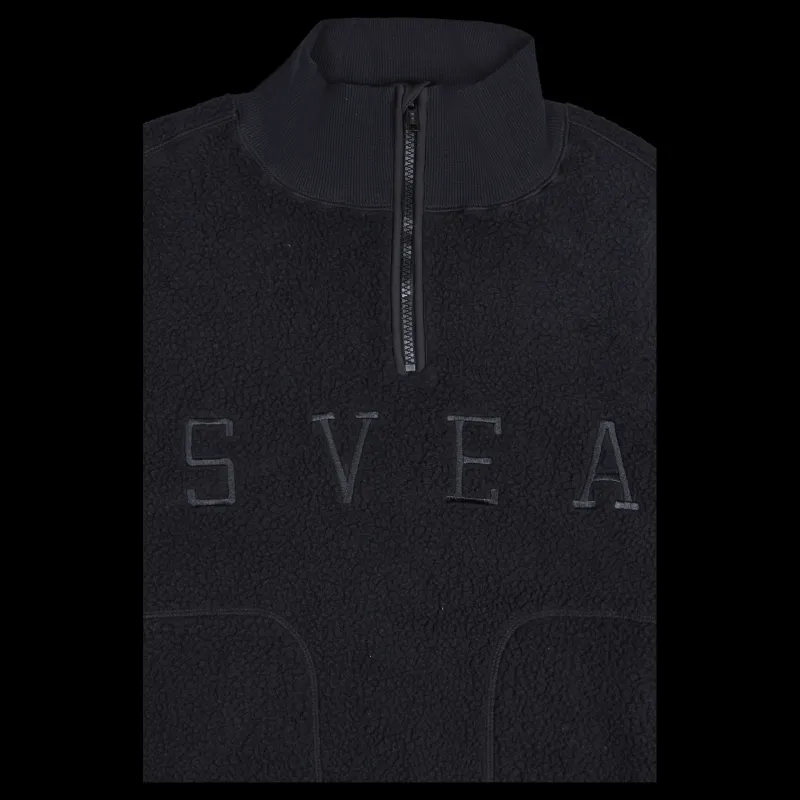 Svea W. Half Zip Pile Black Svart Clearance