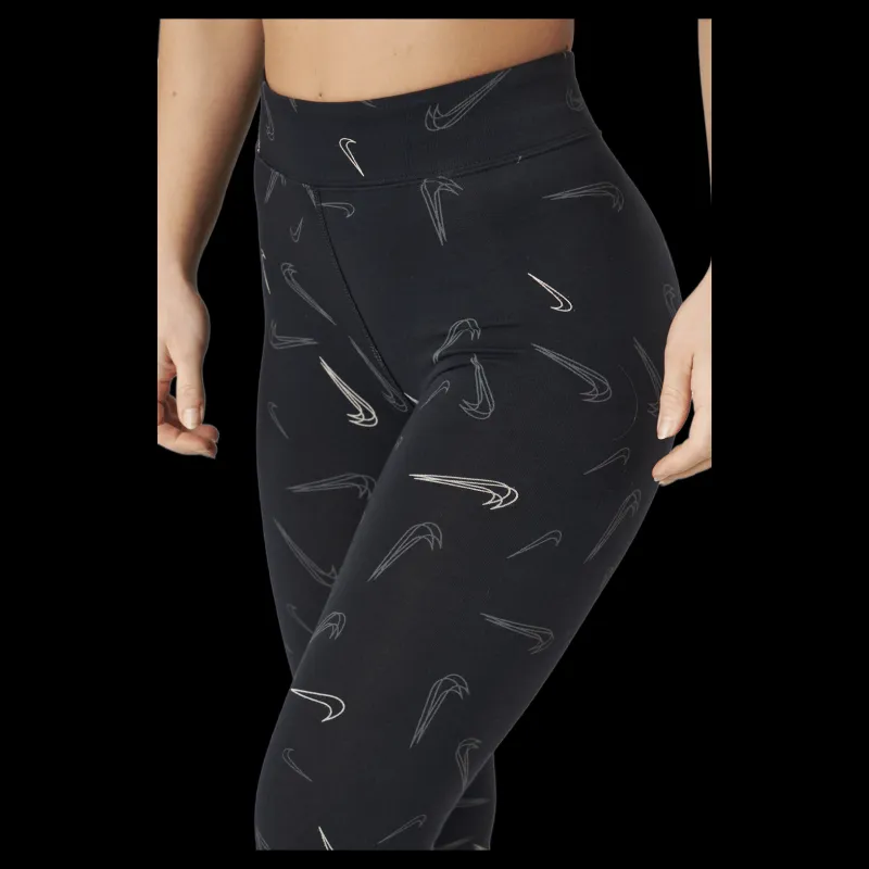 Discount Nike W Nsw Hw Tight Aop Prnt Black/white Svart