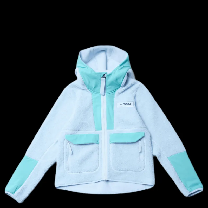 Outlet adidas W Terrex Sherpa Fullzip Fleece Acid Mint / Halo Blue Blå