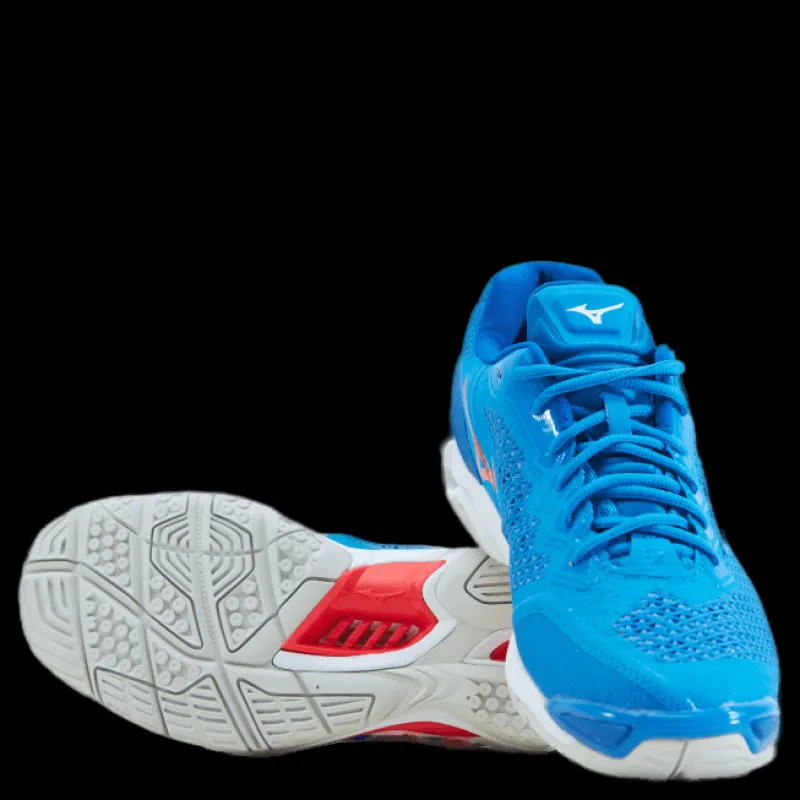 Outlet Mizuno Wave Stealth V French Blue / White / Ignition Blå