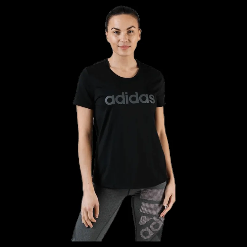 adidas Women D2M Logo T-Shirt Black / Grey Six Svart Clearance
