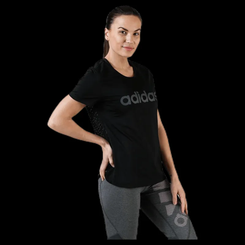 adidas Women D2M Logo T-Shirt Black / Grey Six Svart Clearance