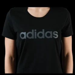 adidas Women D2M Logo T-Shirt Black / Grey Six Svart Clearance